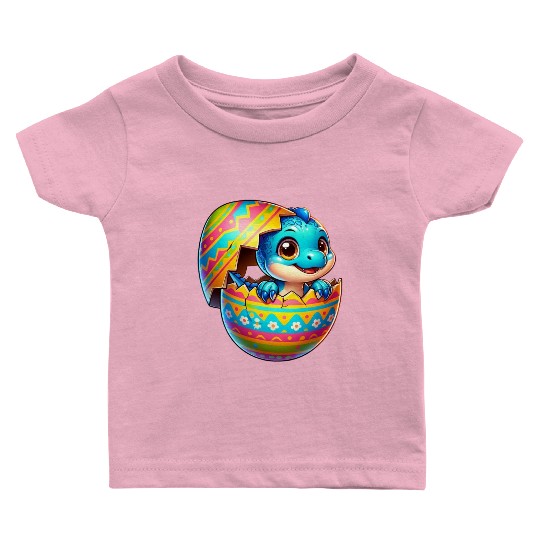 Easter Egg Dino T-Rex Hatching Colorful Cartoon Baby T Shirts