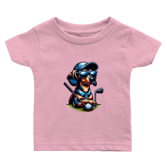 Dachshund Golfer Golf Course Dog Owner Baby T Shirts