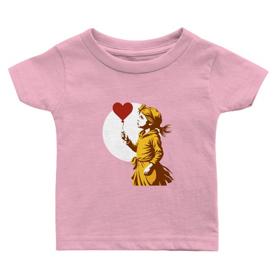 Girl with heart Balloon: Close-Up Embrace Baby T Shirts