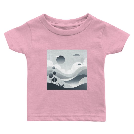 "Tranquil Monochrome Horizon" Baby T Shirts