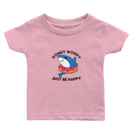 Cute Shark Funny Animals In Donut Pink Baby T Shirts