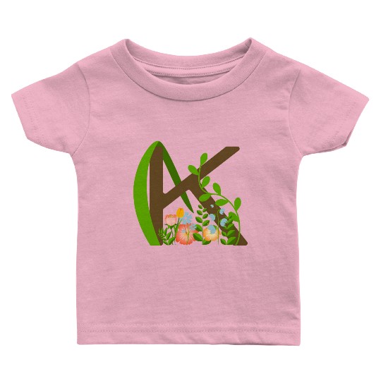 Capital letter K monogram and wildflowers Baby T Shirts