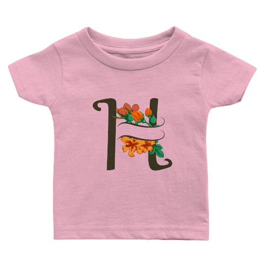 Capital letter H monogram with roses and lily Baby T Shirts