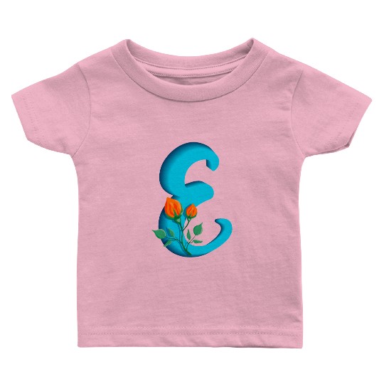 Three dimensional capital letter E rose monogram Baby T Shirts