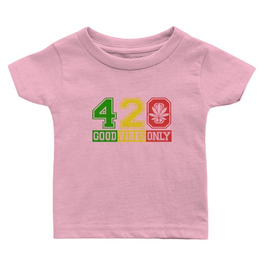 Witty 420 GoodVibes Herb Weed Marijuana Design Baby T Shirts