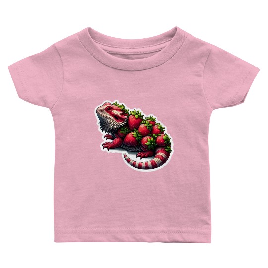 Strawberry bearded dragon pattern Baby T Shirts