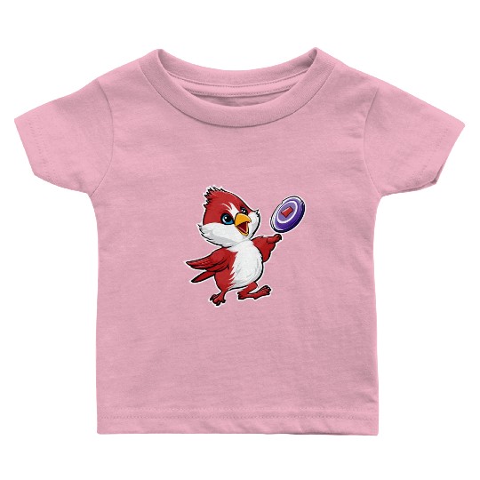 Cardinal Frisbee Fun: Vibrant Cardinal Design for Baby T Shirts