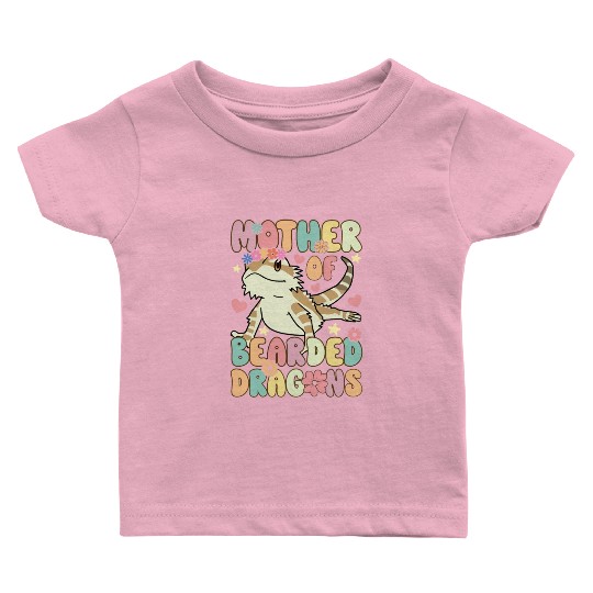 Mother Of Bearded Dragons Groovy Lizard Lover Baby T Shirts