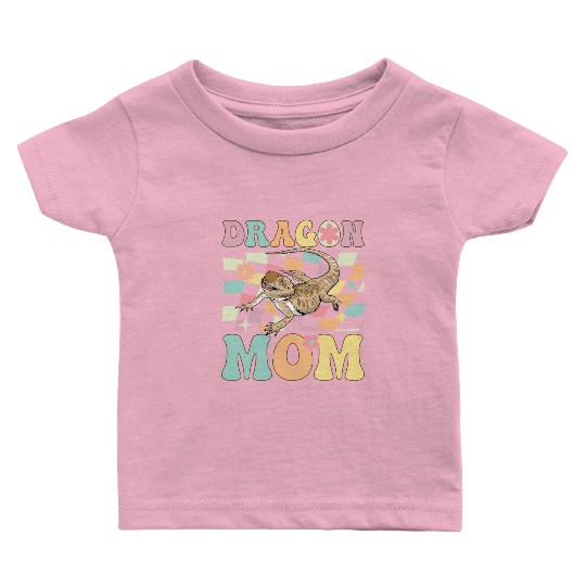 Dragon Mom Groovy Bearded Dragon Lizard Lover Baby T Shirts