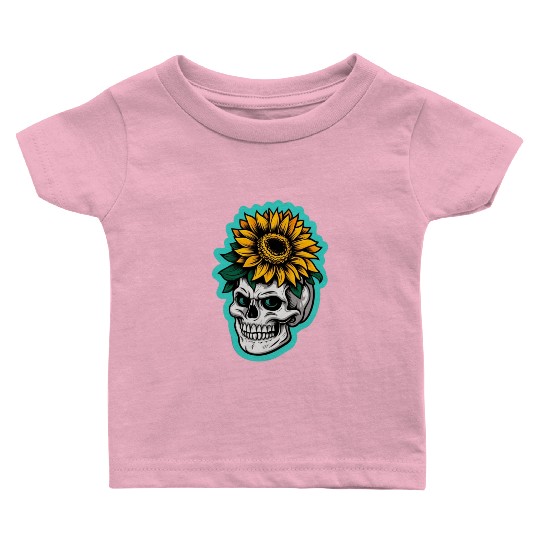 skull sunflower Baby T Shirts