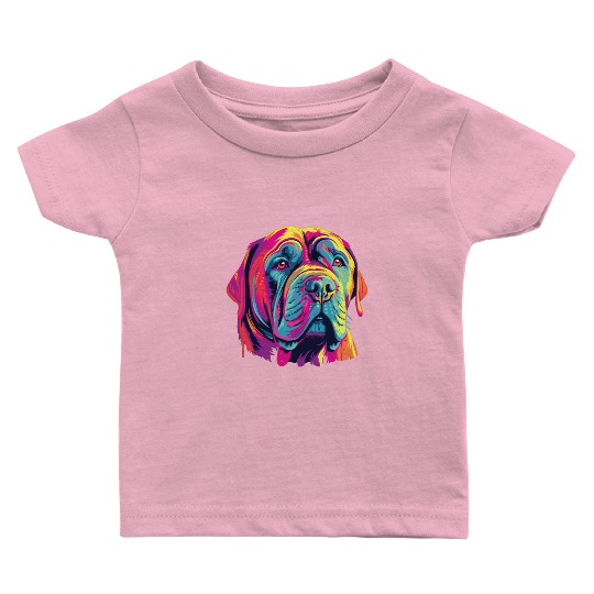 Watercolor Colorful Neapolitan Mastiff Baby T Shirts