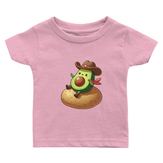 Avocado Cowboy Potato Rider Baby T Shirts