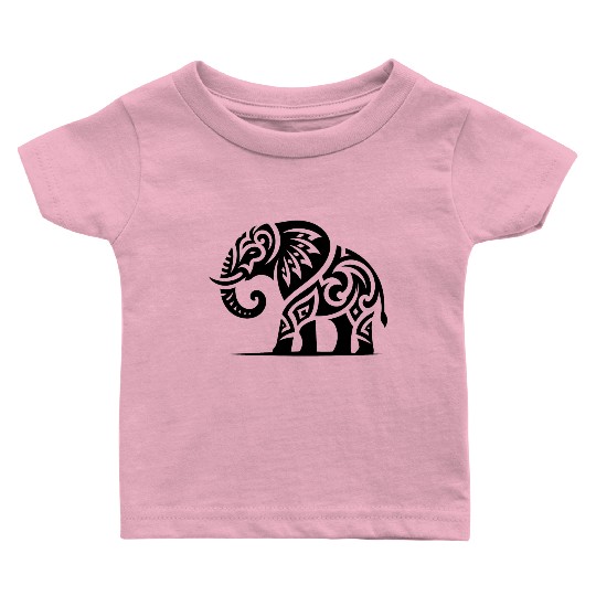 Elephant Art Tattoo With Large Tusks Baby T Shirts