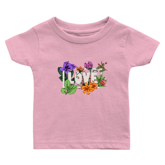 Valentines Day 14 February greeting Love flowers Baby T Shirts