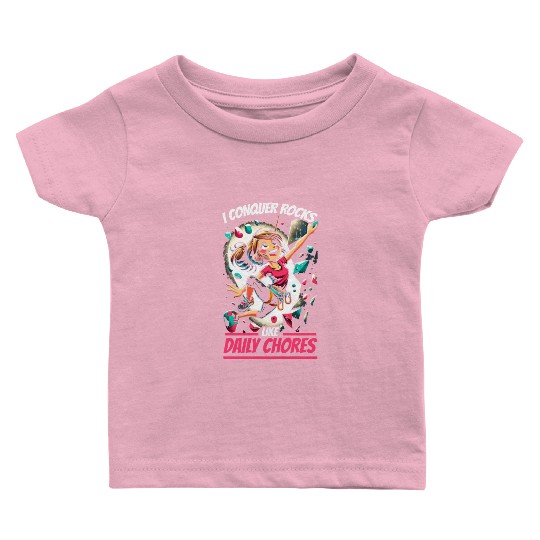Bouldering Girl Boulderer Rock Climbing Wall Baby T Shirts