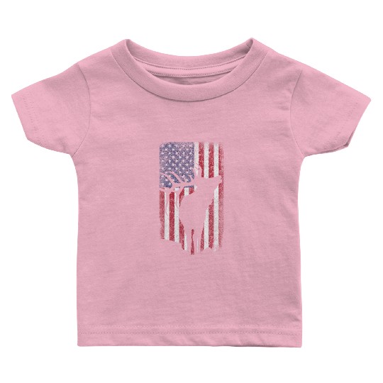 Elk Hunting Bugling Bull US Flag American Baby T Shirts