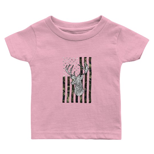 Whitetail Buck Deer Hunting American Camouflage Baby T Shirts
