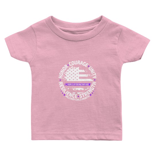 Purple Up for Military Kid Us Flag Cool Military Baby T Shirts