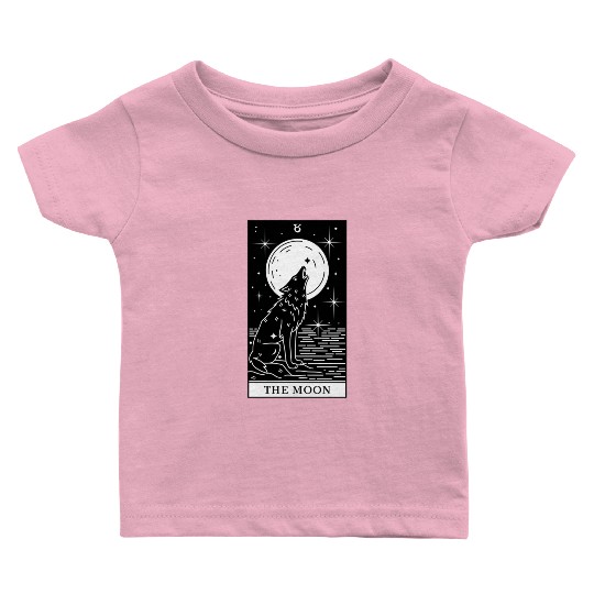 Tarot Card The Moon Wolf Howling Baby T Shirts