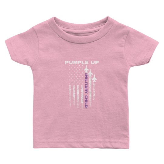 Purple Up For Military Kids Force US Flag Baby T Shirts