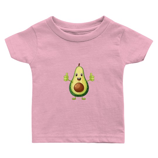 Happy Avocado Thumbs Up Fun Expression Baby T Shirts