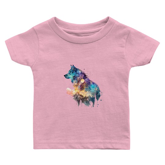 Wolf Print, Cosmic Wolves, Animal Print, Cosmos Baby T Shirts