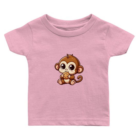 Monkey Chimpanzee Snacking Cookies Baby T Shirts