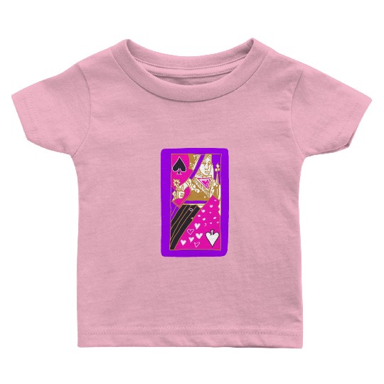 Purple Queen Of Spades Playing Card Baby T Shirts