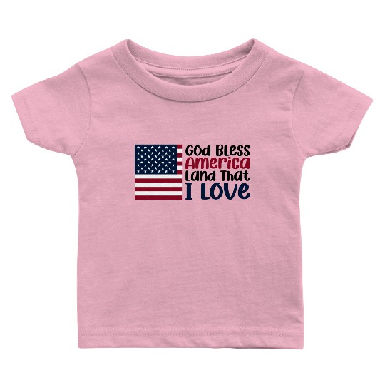 Patriotic American Flag Heart Design Baby T Shirts