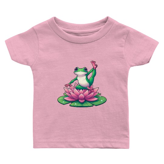 Frog Yoga Meditation on Water Lily Baby T Shirts