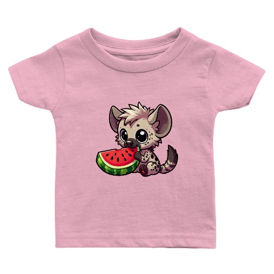 Hyena with Watermelon Summer Fruit Baby T Shirts