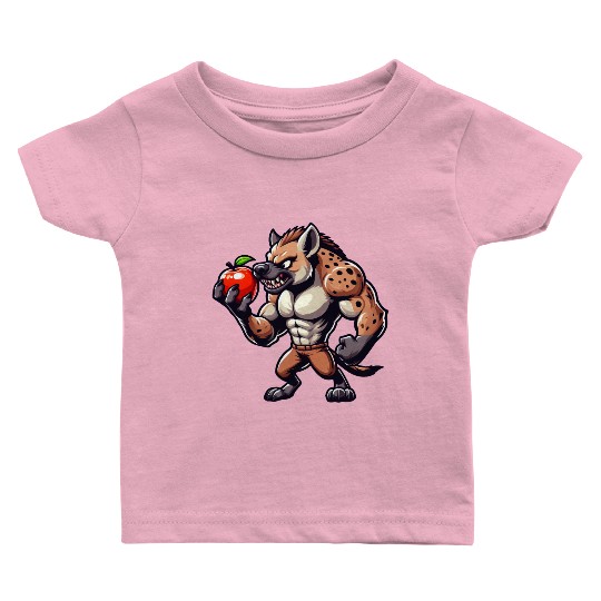 Hyena Enjoying Apple Fitness Workout Baby T Shirts