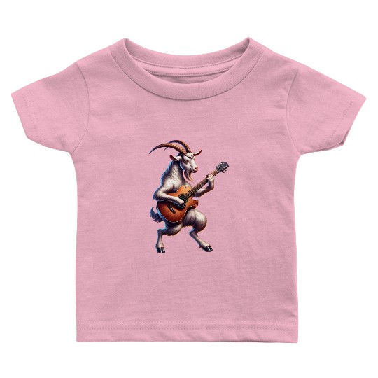 Cool Goat Guitarist E-Guitar Design Baby T Shirts