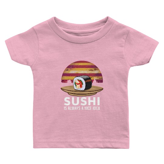 Sushi On A Retro Sunset Baby T Shirts