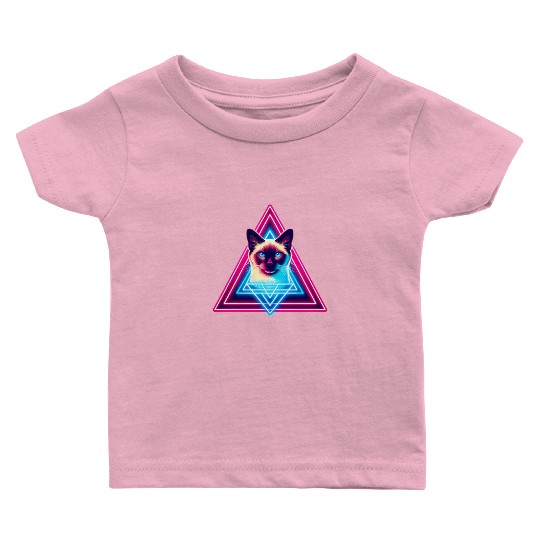 Siamese cat in the 80s style triangle Baby T Shirts