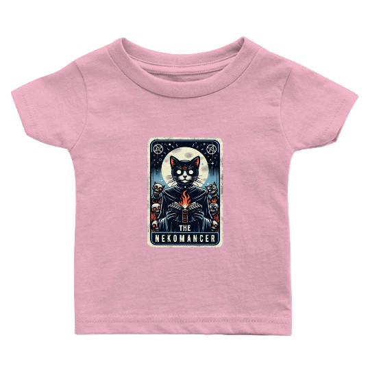 The Nekomancer Funny Tarot Necromancer Cat Pun Baby T Shirts
