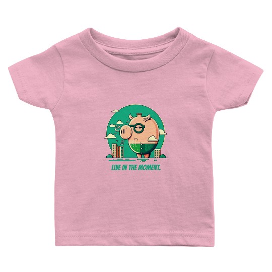 Live in the Moment Pig Baby T Shirts