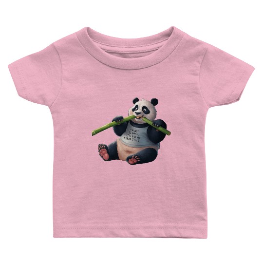 Panda Paradise: Serene Panda Enjoying a Bamboo Fea Baby T Shirts