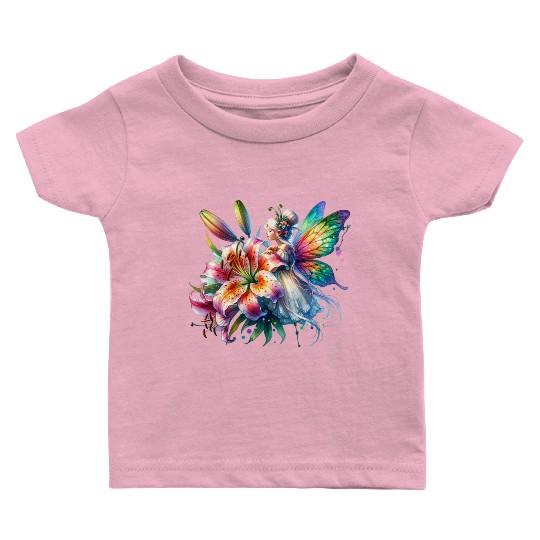 Tiger Lily Fairy Floral Fantasy Watercolor Baby T Shirts