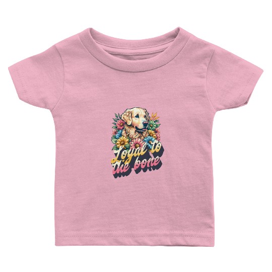 Loyal to the bone -floral golden retriever design Baby T Shirts