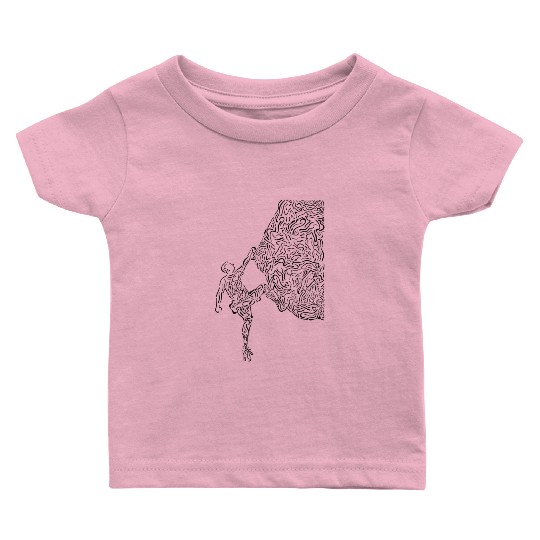 Bouldering Rock Climber Nature Sport Drawing Climb Baby T Shirts