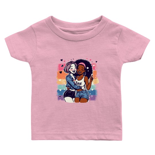 Cute Sapphic Lesbian Whitey Melanin Rainbow Pride Baby T Shirts