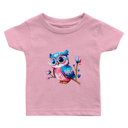 Red White and Blue Owl Baby T Shirts
