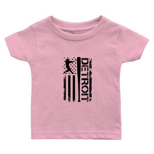 Detroit Baseball American US Flag Baby T Shirts