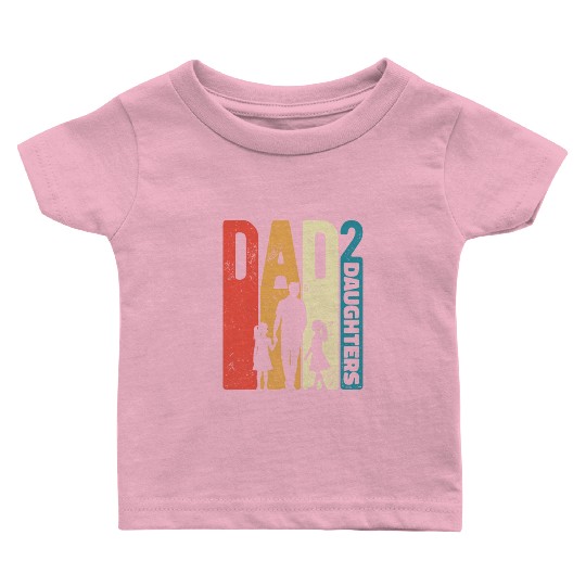 Father's Day Dad Squared Dad of Two Daughters Gift Baby T Shirts