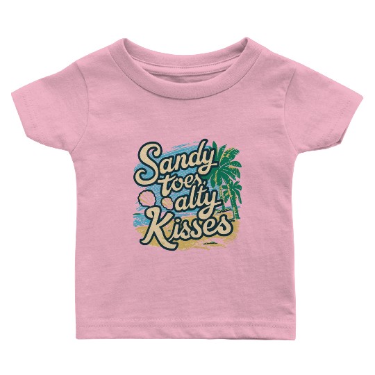 Summer Sandy Toes Salty Kisses Beach lover Baby T Shirts