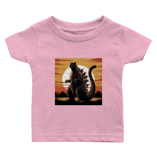 Catzilla Cat Japanese Art Funny Cat Gifts Baby T Shirts