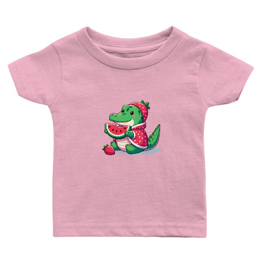 Crocodile in watermelon costume Baby T Shirts