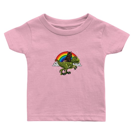 T Rex Dino Maine Cat Rainbow Feline Cat Lover Baby T Shirts