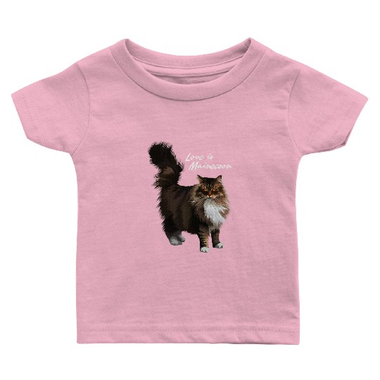 Love is Maine cat Baby T Shirts